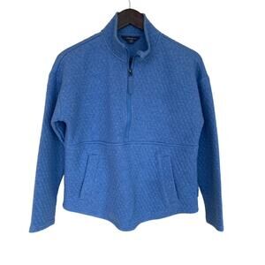 Eddie Bauer Blue Quilted 1/4 Zip Pullover - Size Small